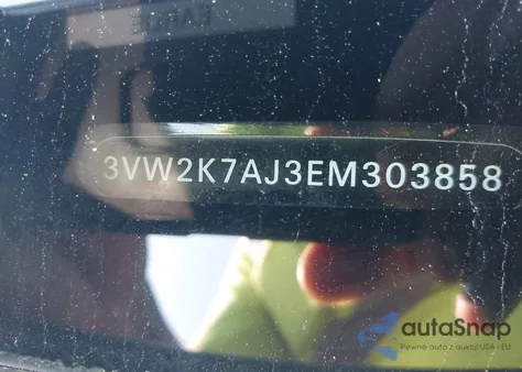 2014 Volkswagen Jetta S z USA, uszkodzony, nr VIN 3VW2K7AJ3EM303858